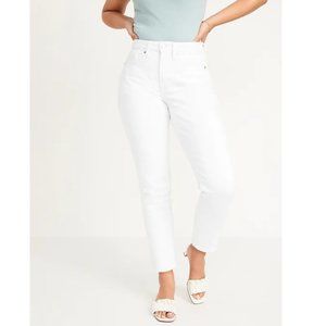 Old Navy Curvy High-Waisted O.G. Straight Ankle Jeans in White Size 14 NWT